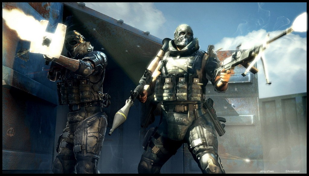 A marketing image for EA Montreal's third-person shooter Army of Two.