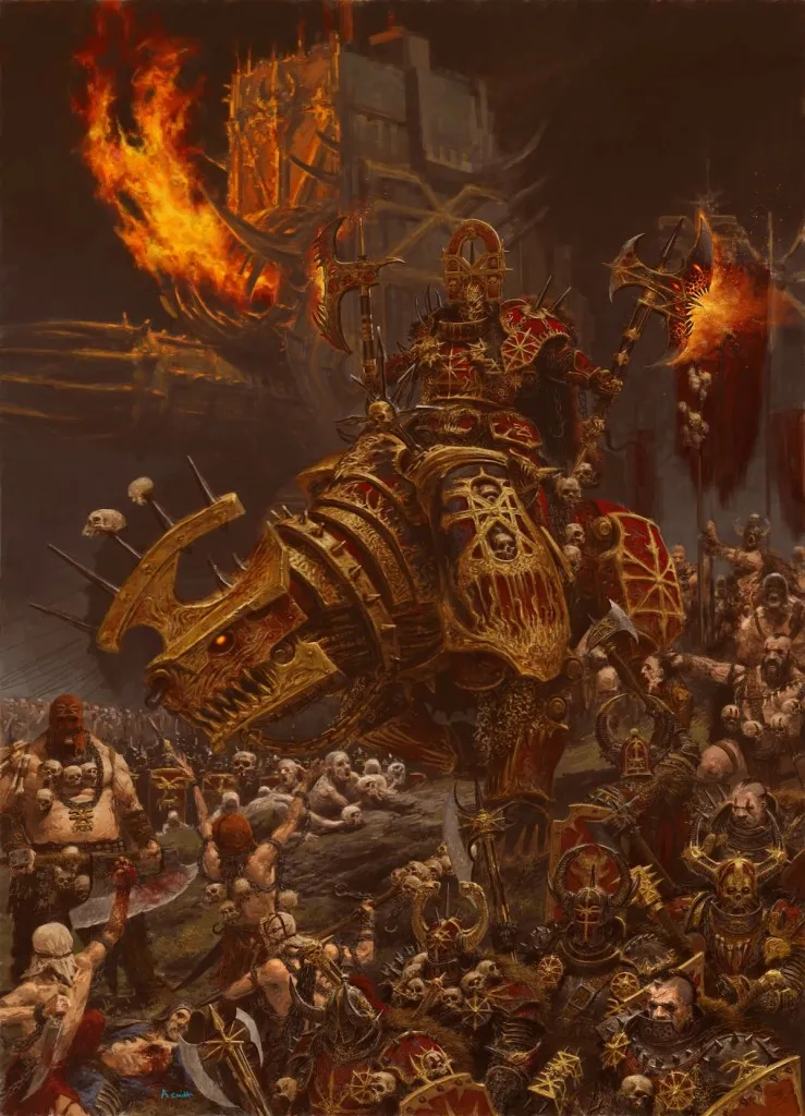 Khorne: illustration for Games Workshop's book Warhammer: Warriors of Chaos.