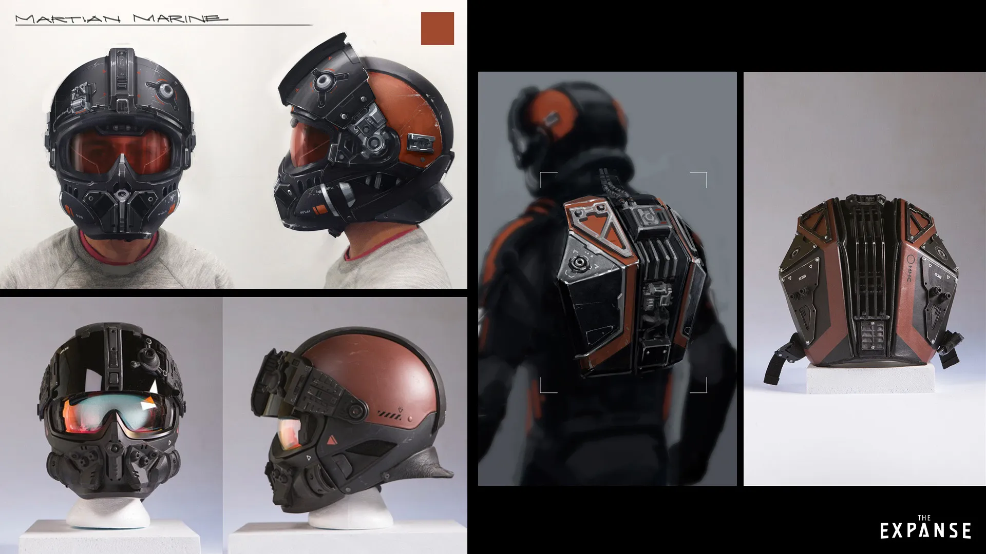 Helmet designs for the Martian marines.