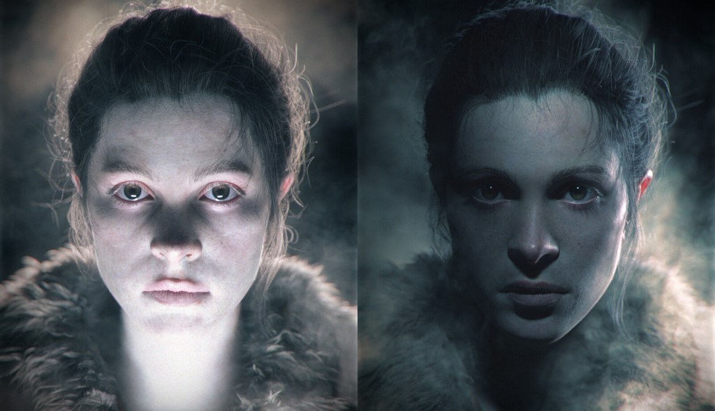 Two comparison portrait shots highlighting 3D lighting