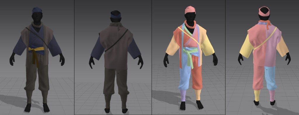 Different shots of clothing in Marvelous Designer 