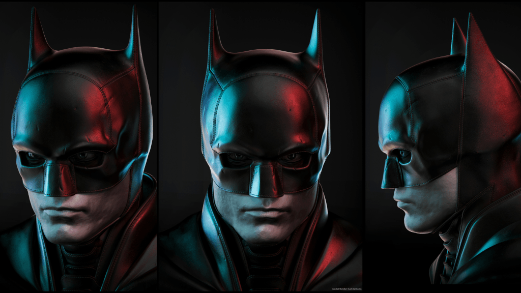 Batman cowl concept art by Sam Williams for The Batman film, Warner Bros. Pictures