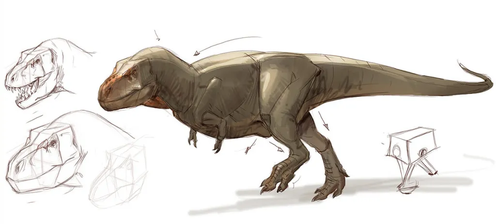 Sketches of a T-Rex.