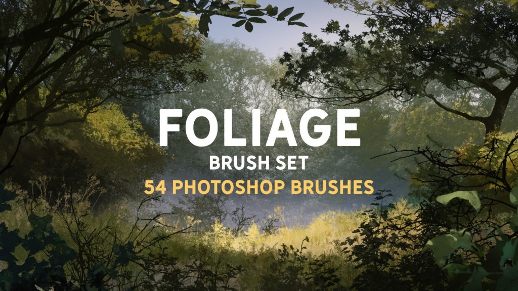 Title card for a foliage brush set